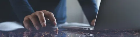 working on computer